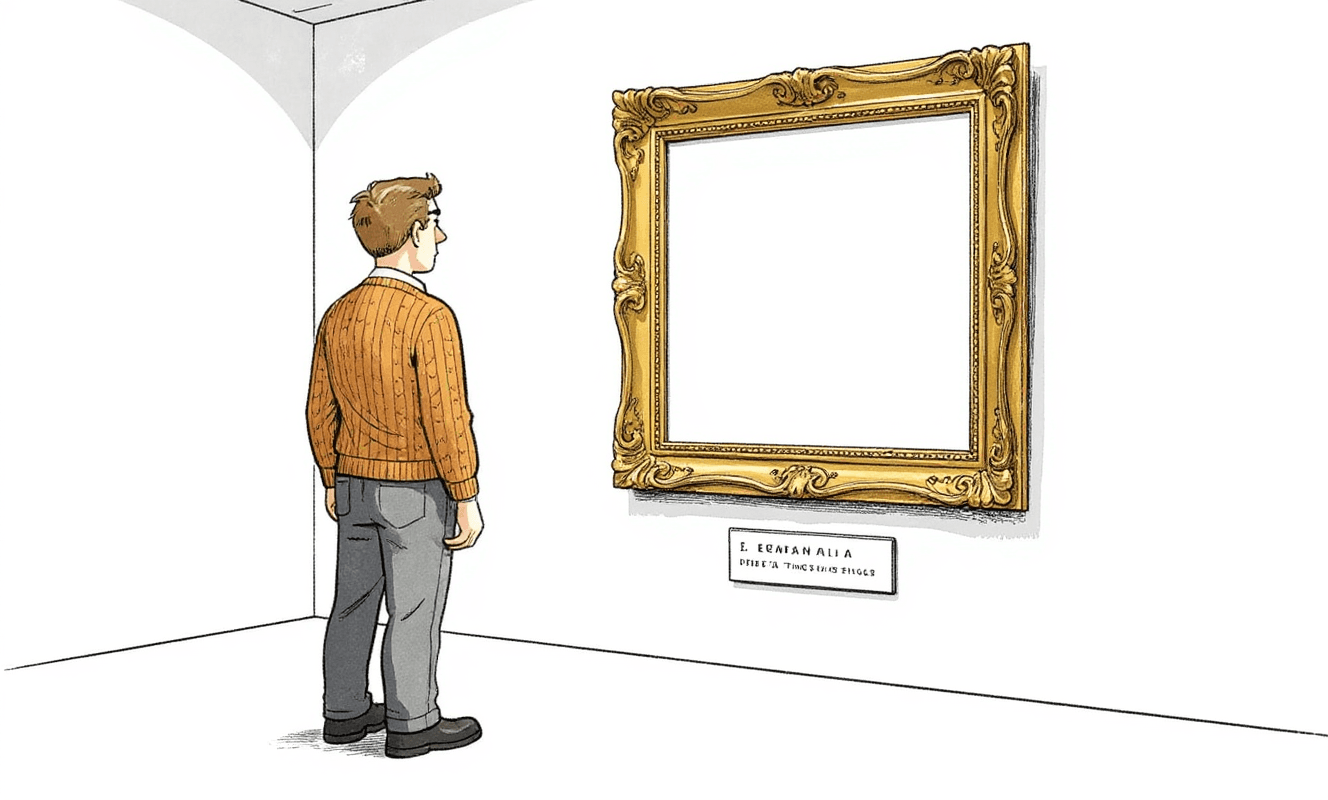 Empty gilded picture frame in a gallery, the expensive promise of an AI pilot with nothing inside