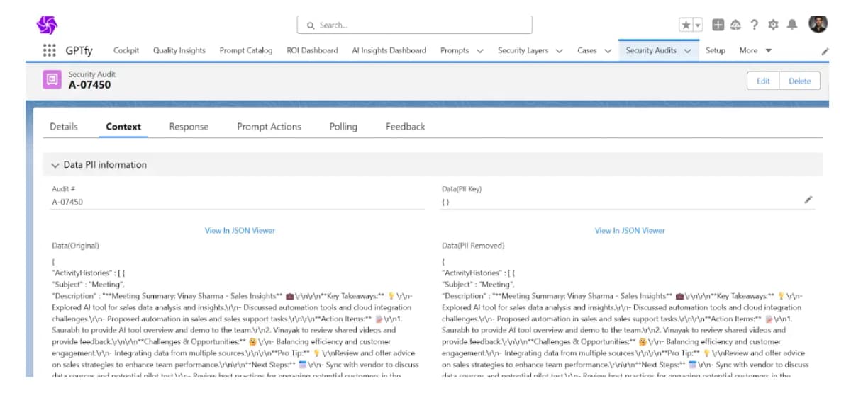 PII masking through the Security Layer protects every email generation