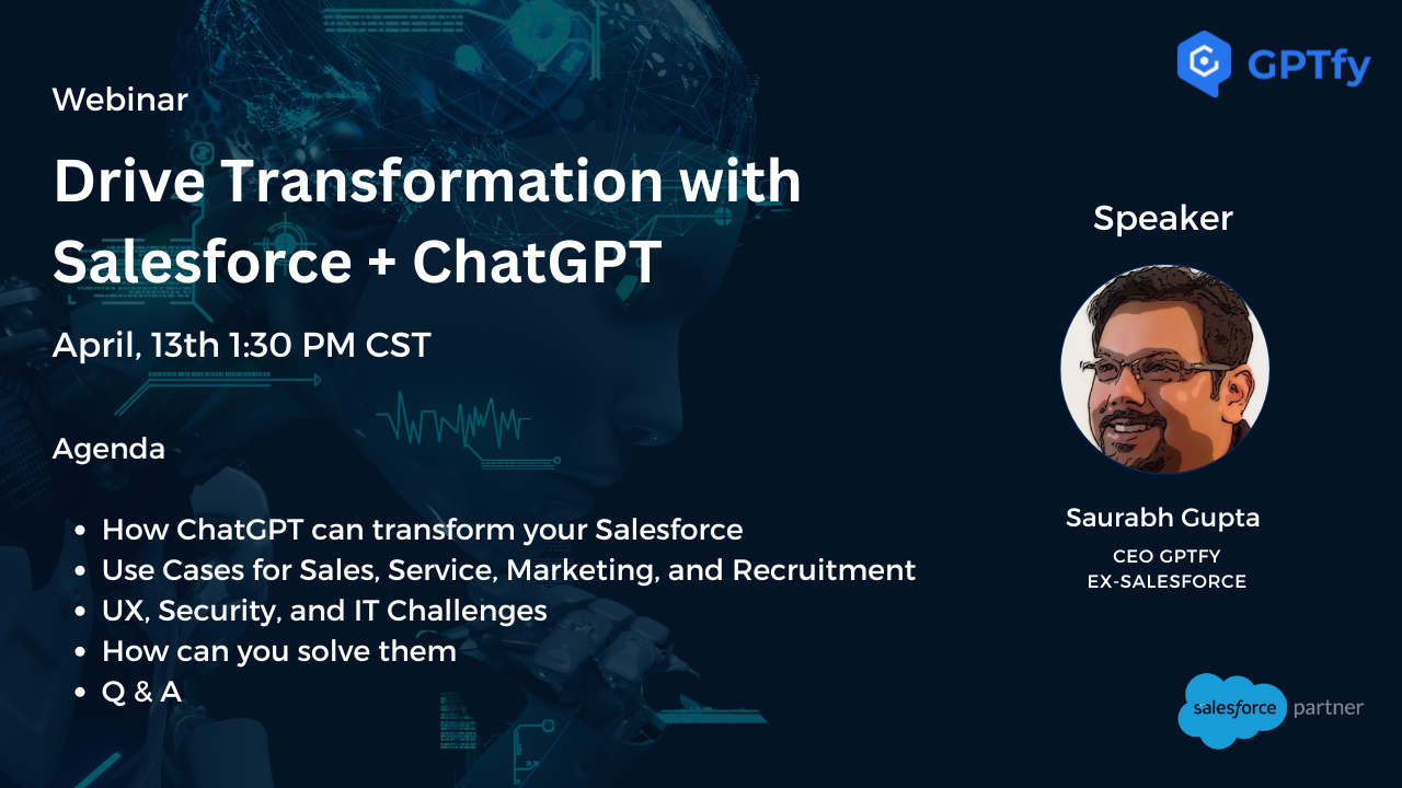 Salesforce + ChatGPT: Drive Transformation with GPTfy - Webinar Banner