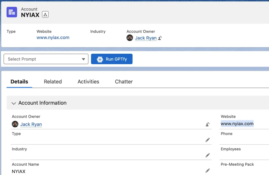 account NYIAX and account information in gptfy