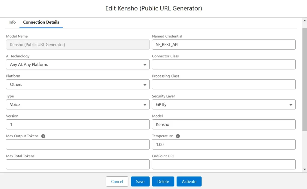 Editing Kensho (Public URL Generator) Model Configuration